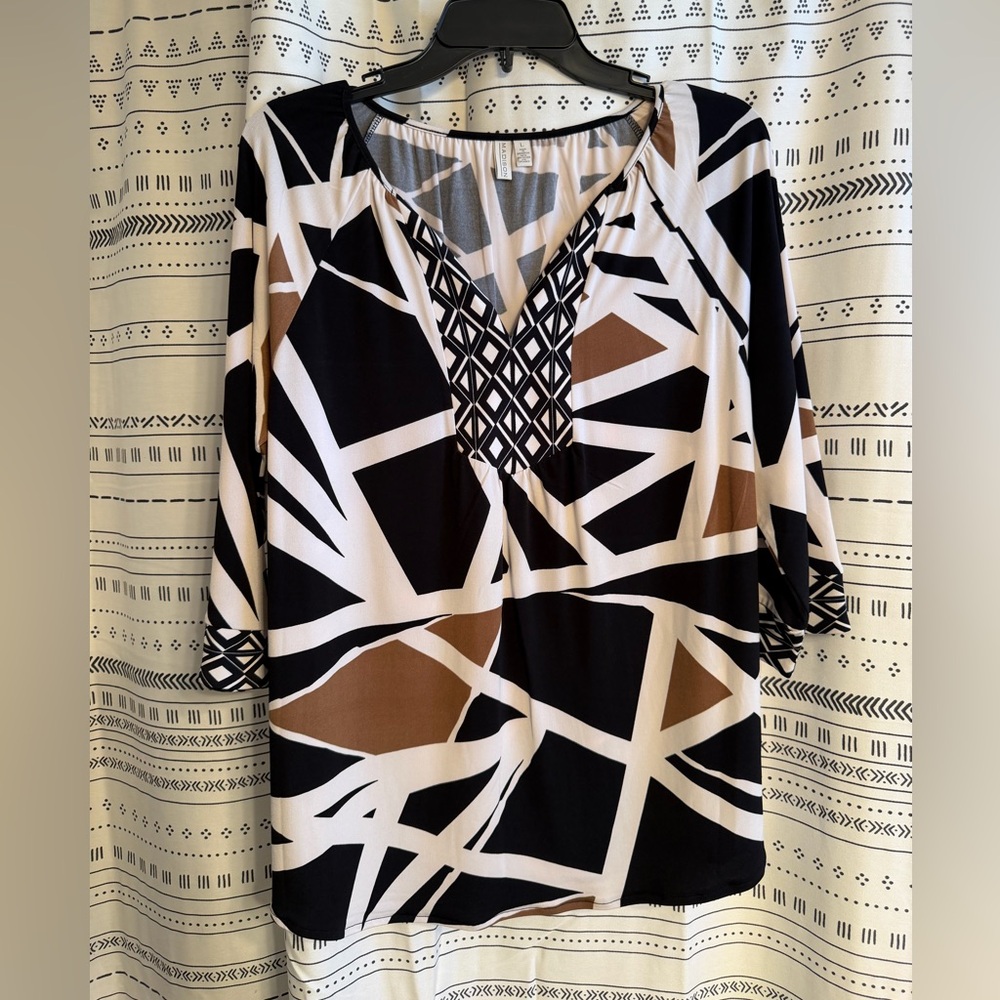 Geometric Black and Brown Women's Top